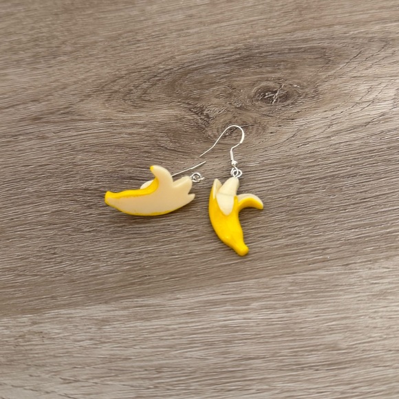 Yellow Banana Dangle Earrings S925 Sterling Silver Hooks - Picture 2 of 3